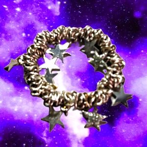 Stretchy Star Charm Silver Tone Bracelet